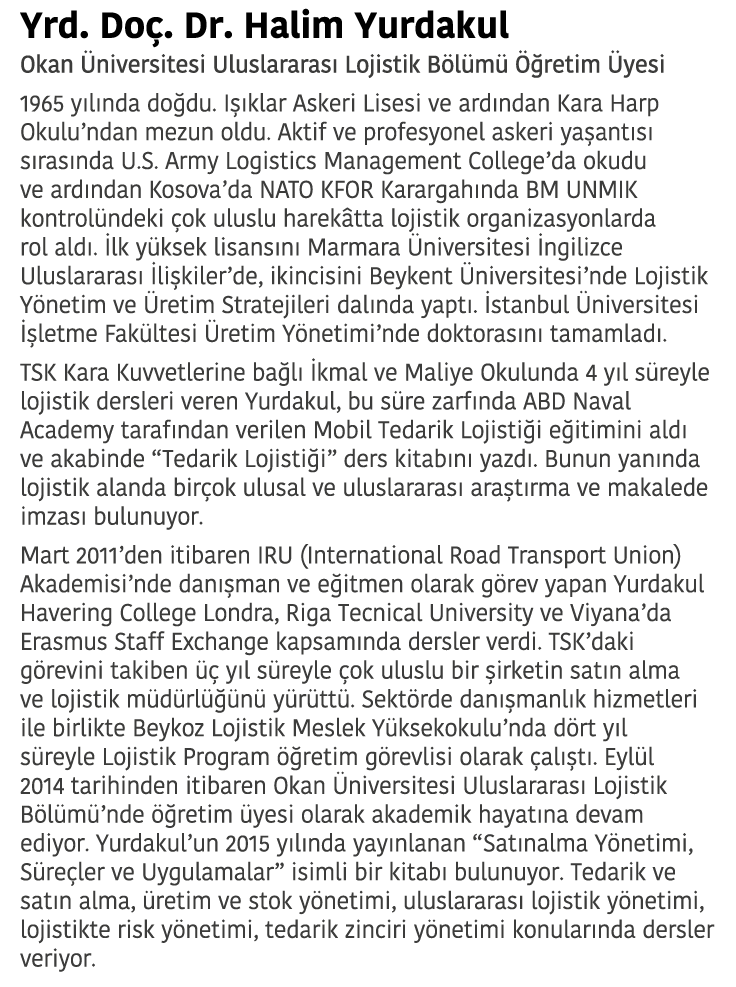 Yrd  Do   Dr  Halim Yurdakul Okan  niversitesi Uluslararas  Lojistik B l m    retim  yesi 1965 y l nda do du  I  klar   