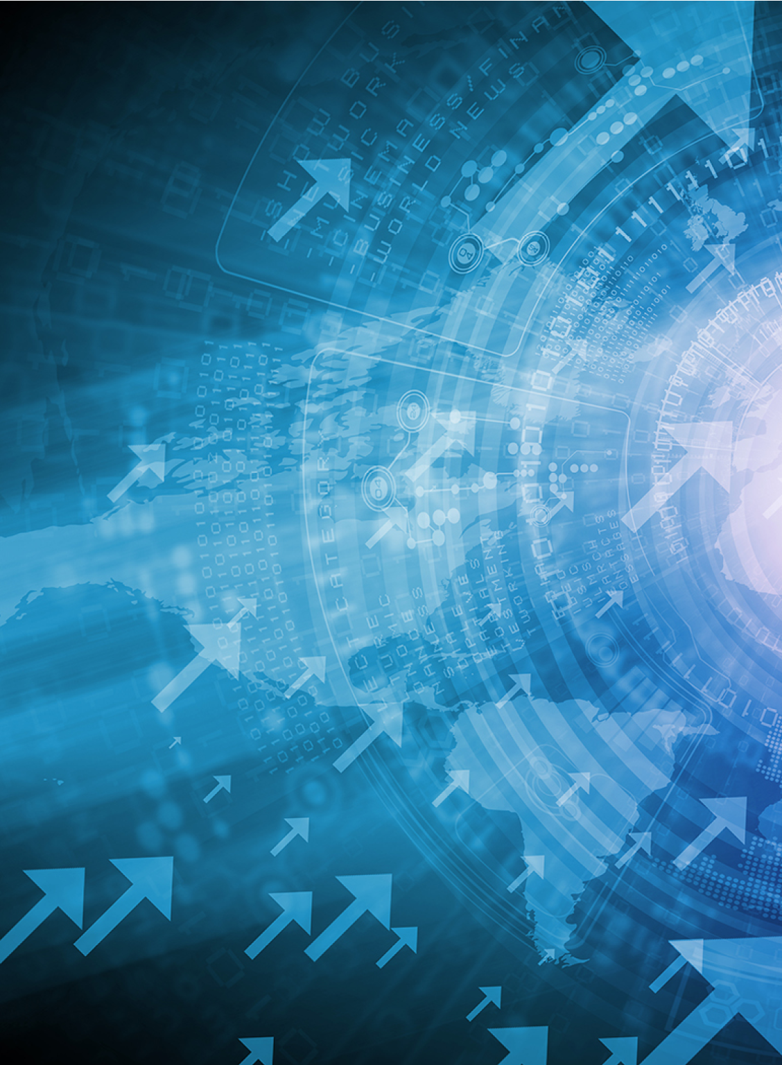 Blue digital background image with globe and map