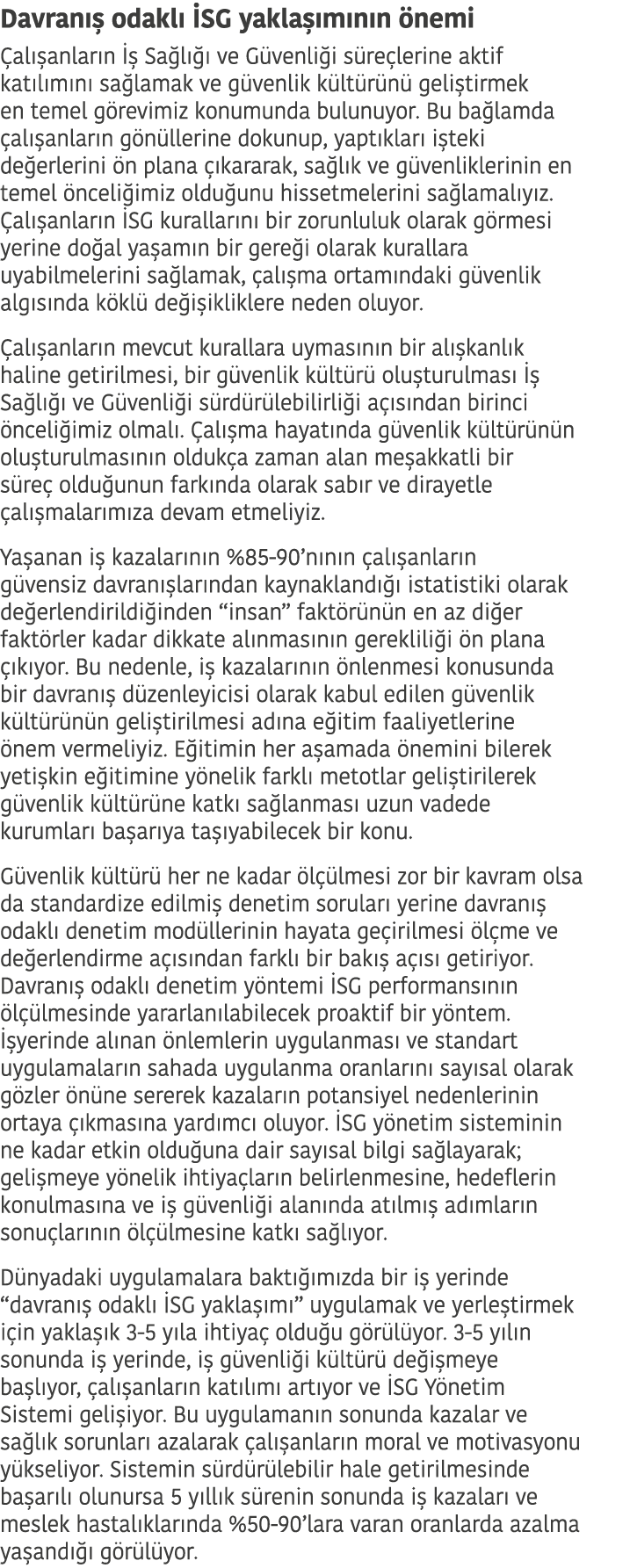 Davran   odakl   SG yakla  m n n  nemi  al  anlar n    Sa l    ve G venli i s re lerine aktif kat l m n  sa lamak ve    