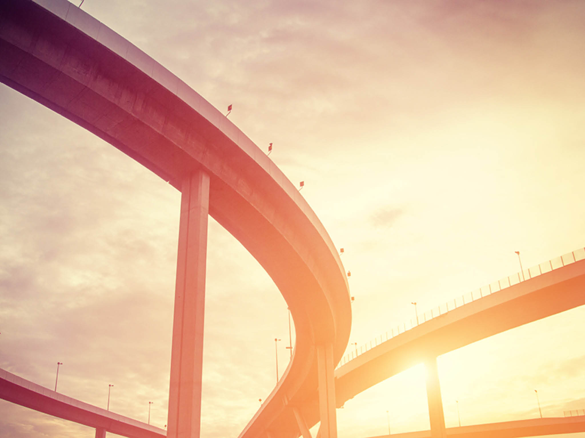 urban overpass with sunlight retro effect image and copy space for your text