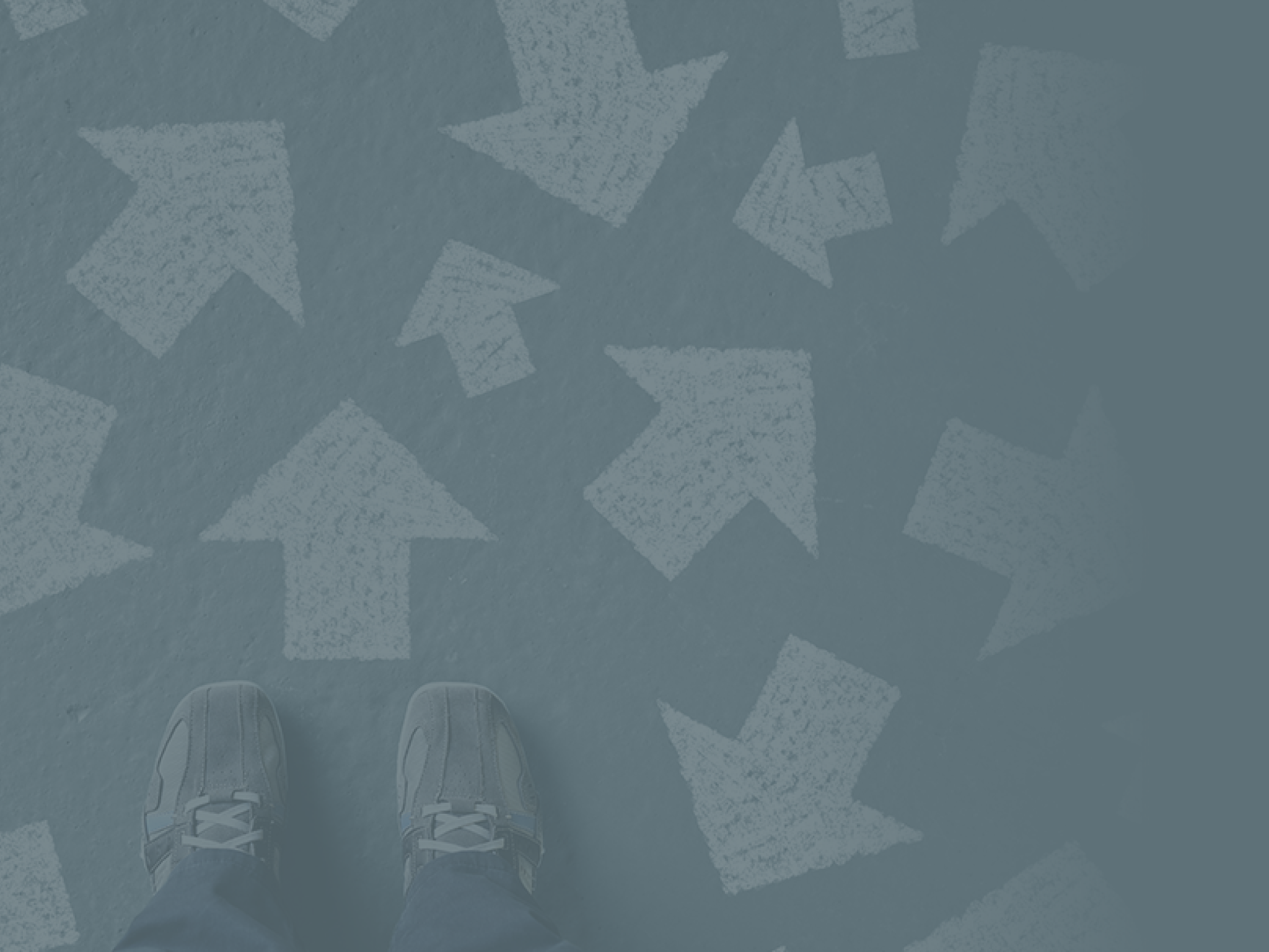 Taking decisions for the future man standing with many direction arrow choices, left, right or move forward