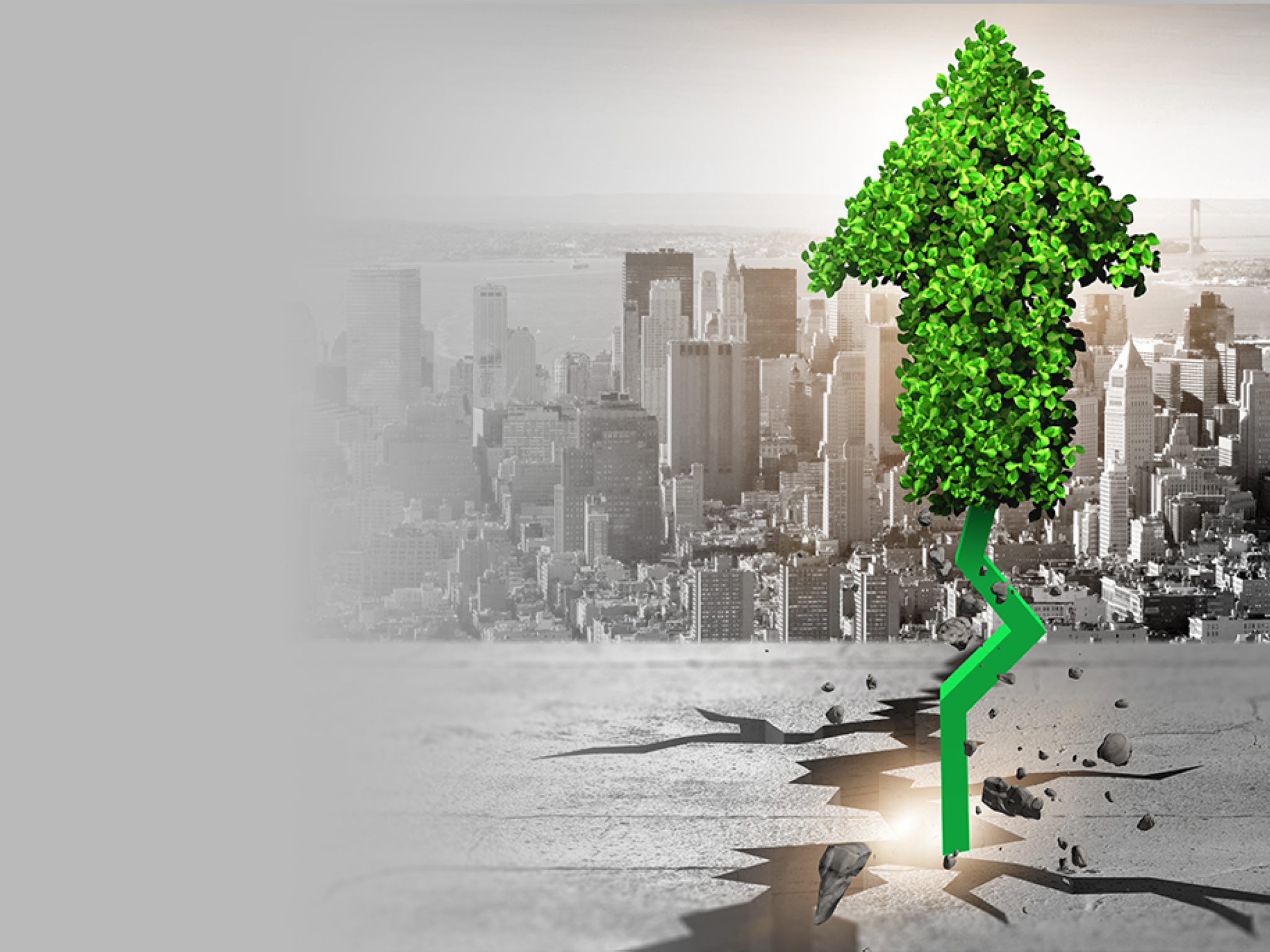 Green arrow pointing upwards - 3d rendering