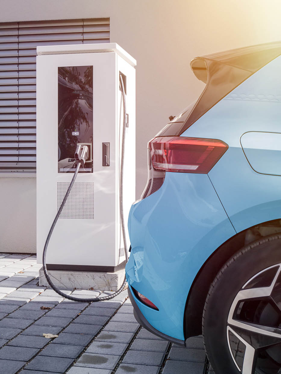 An image of an environment friendly electric car at charging station