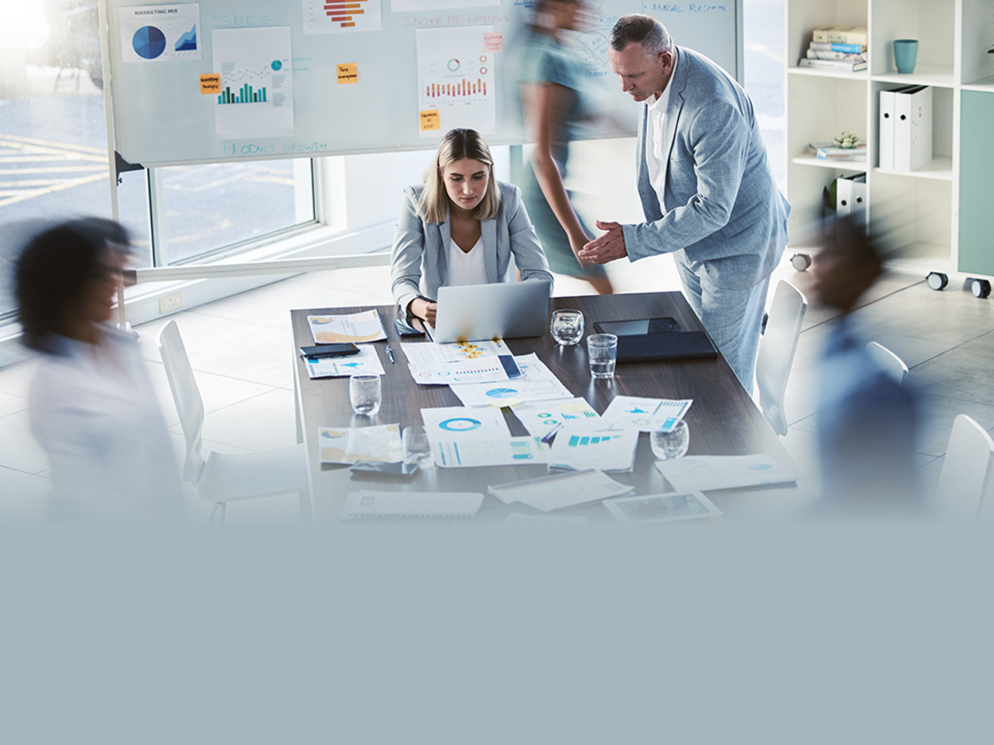 Presentation, marketing and sales b2b strategy of teamwork, collaboration or planning strategy. Cor.